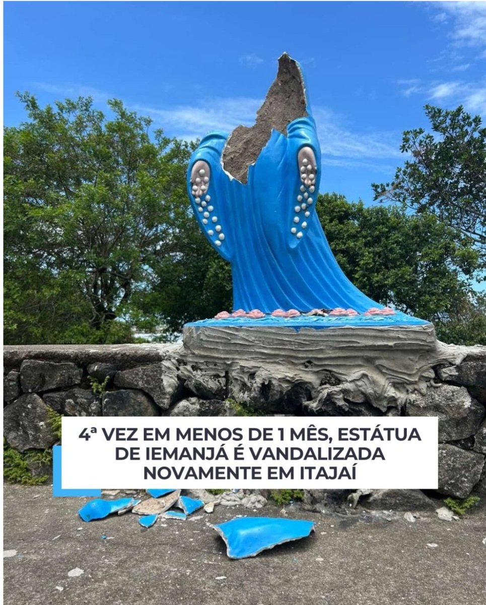 enf_intensiva's tweet image. Mais uma vez a imagem de Yemanja foi vandalizada em Santa Catarina.... depois esss pragas nao sabem porque a cidade vive embaixo d'água