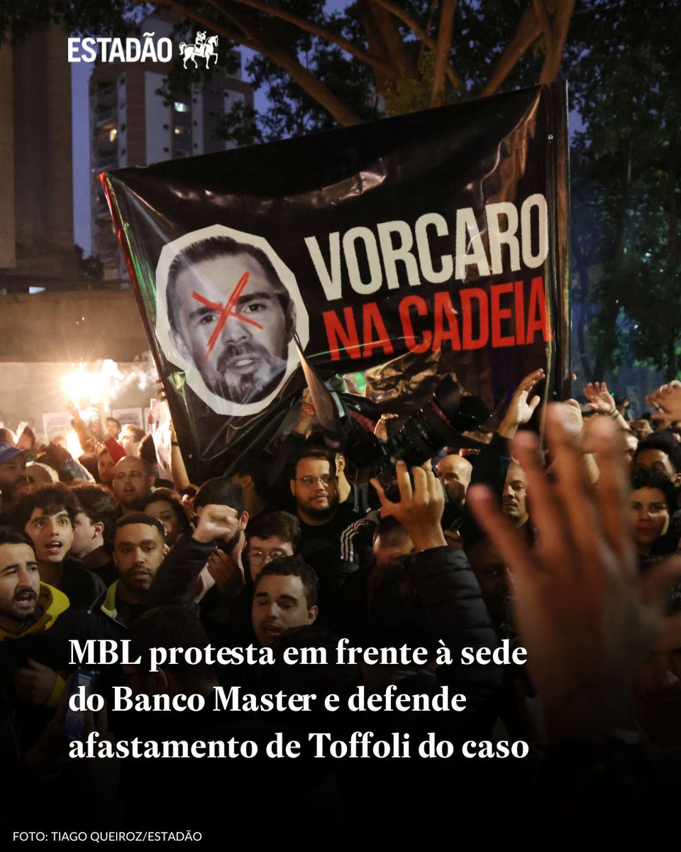 MBL protesta em frente à sede do Banco Master e defende afastamento de Toffoli do caso

Gabinete do ministro diz que o procurador-geral da República arquivou pedidos de impedimento e suspeição e que todos os requerimentos da PF e do MPF foram deferidos > bit.ly/4qCwIb1