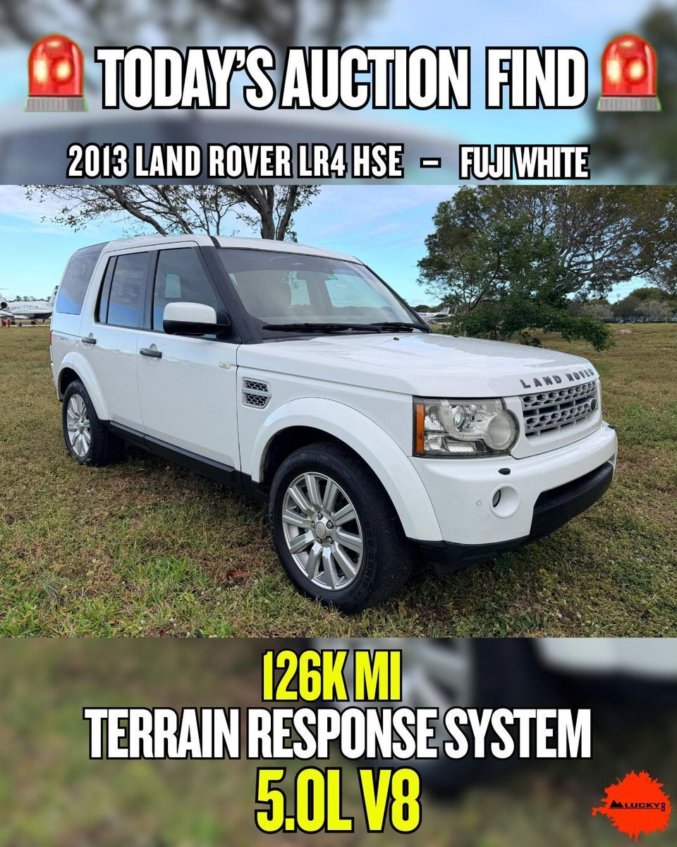 Lucky8OffRoad's tweet image. 🏁 Auction Find — 2013 Land Rover LR4 HSE

No reserve. V8 power. Full-time 4WD.
Unmodified, southern-owned, third-row equipped, and maintained.

A proper LR4 ready for its next chapter.

#AuctionFind #LandRover #LR4 #4x4 #V8 #Lucky8OffRoad