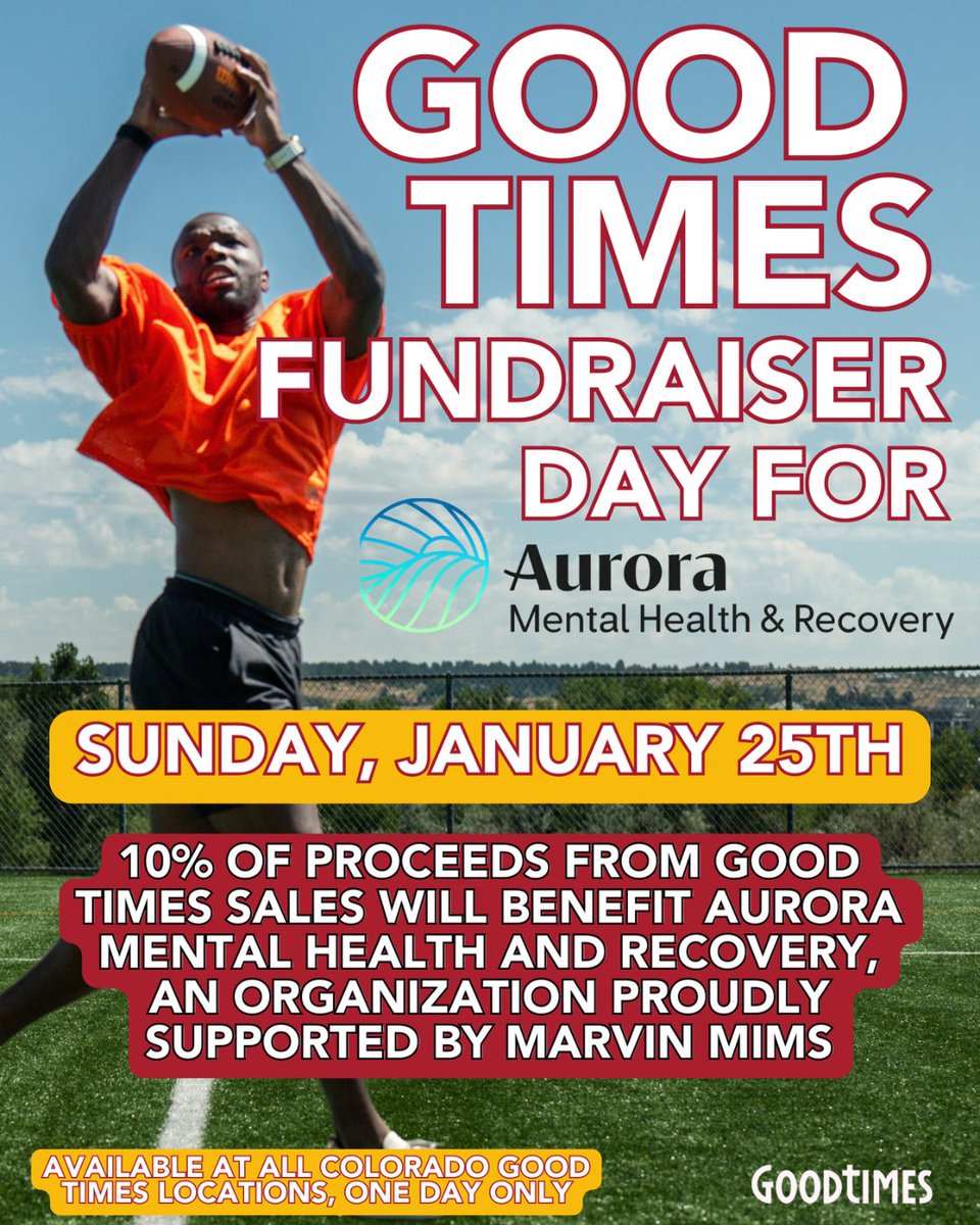 Join us this Sunday at your local Good Times to #Support Aurora Mental Health &amp; Recovery! 10% of all proceeds will go to supporting AMHR.