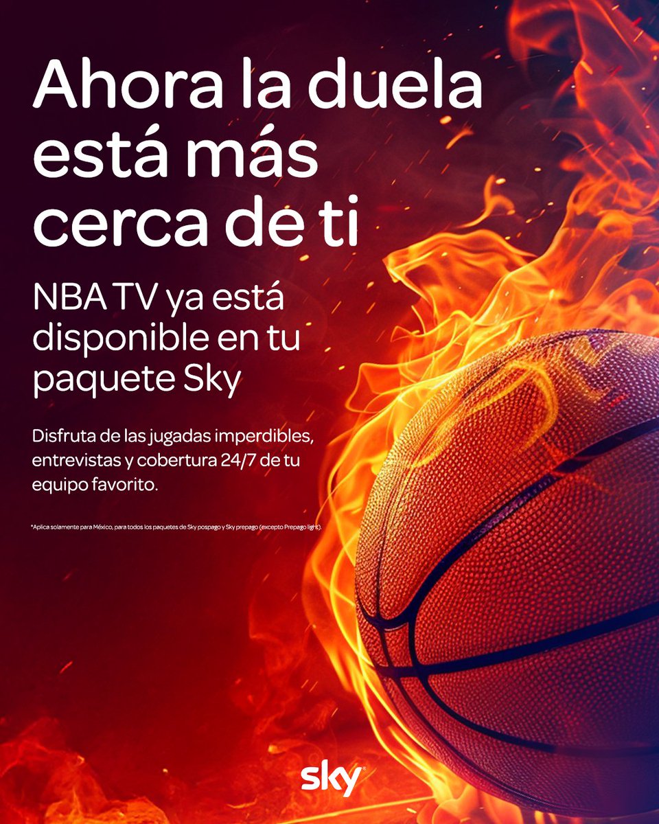 skymexico's tweet photo. Toda la acción de la NBA en tu TV. 🔥
Disfruta #NBATV que ya está disponible en #Sky con partidos de temporada regular y toda la magia del basquet. 🏀
Encuéntralo en #557 / #1555 (HD). 📺
#MiEntretenimientoEnSky #NBA #Deportes https://t.co/PXmb5oCYuC