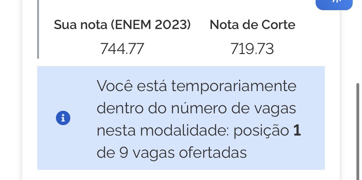 clarezared's tweet image. para quem quer direito e tem cota PPI e escola pública, independente de renda, nota de corte no SiSu na UFS!