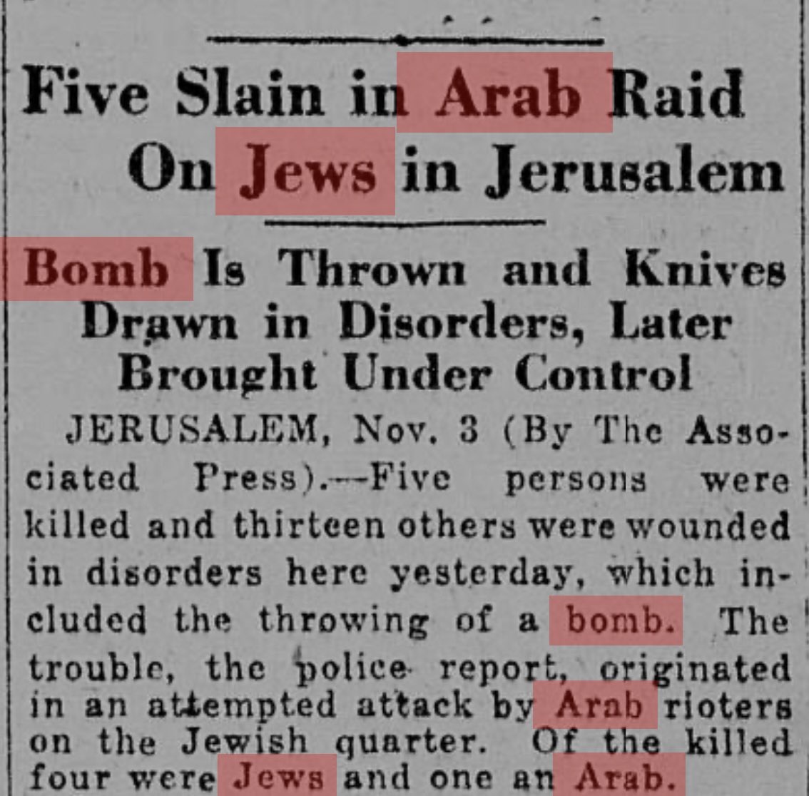 So when Arabs killed Jews in Jerusalem with a bomb and knives in November 1921, was that was "resistance?"

27 years before Israel's independence?

Or was it a premonition about "Israel's actions in Gaza" more than 100 years later?

Or maybe learn some history before you march.