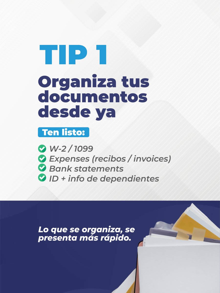 AtaxWPB's tweet photo. Presentar tus taxes en 2026 no tiene por qué ser complicado 😌
Con estos 3 tips clave puedes evitar errores, estrés y sorpresas de último momento.
👉 En Atax te acompañamos en todo el proceso, paso a paso y sin enredos.
📩 Escríbenos “TAXES 2026” por DM y agenda tu consulta... https://t.co/PRiAYlIIw6
