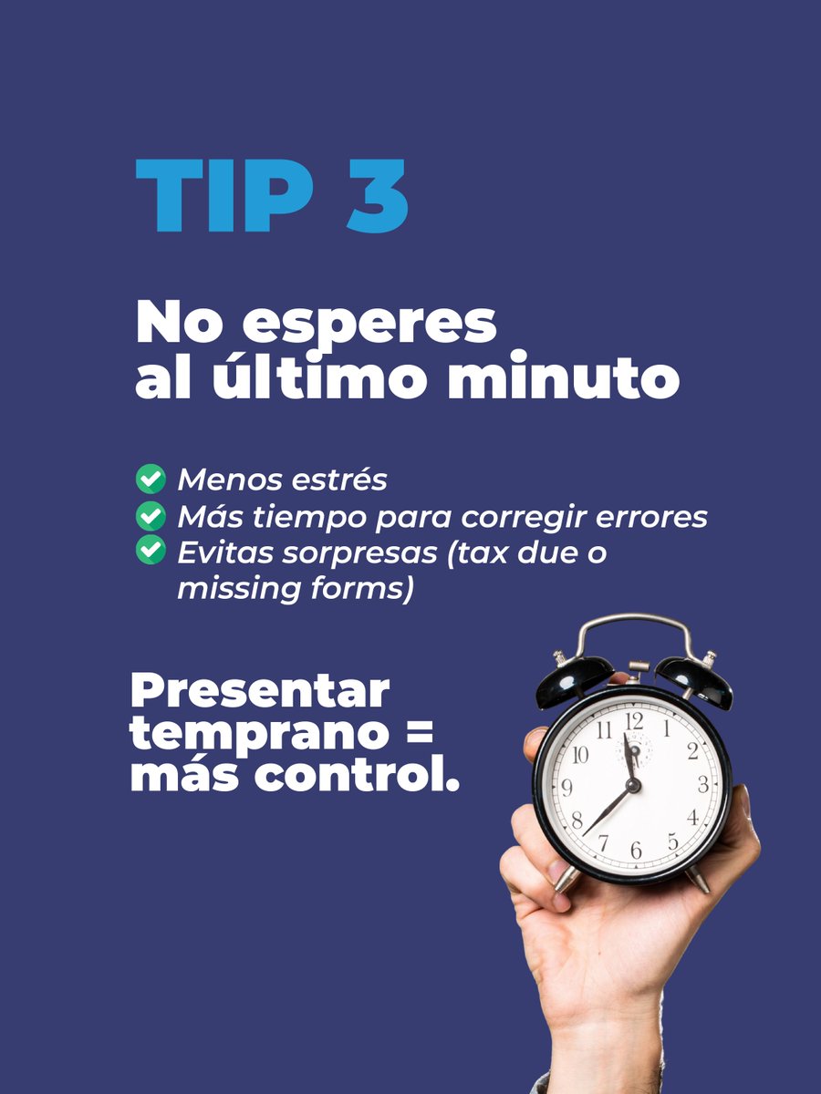 AtaxWPB's tweet photo. Presentar tus taxes en 2026 no tiene por qué ser complicado 😌
Con estos 3 tips clave puedes evitar errores, estrés y sorpresas de último momento.
👉 En Atax te acompañamos en todo el proceso, paso a paso y sin enredos.
📩 Escríbenos “TAXES 2026” por DM y agenda tu consulta... https://t.co/PRiAYlIIw6