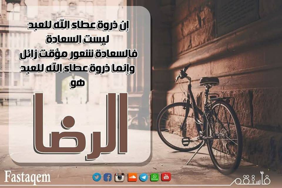 🌿🌺 ان ذروة عطـــــاء الله تعالى للعبد ليست السعادة فالسعادة شعور مؤقت زائل 
انما ذروة العطاء هو ( الرضــــــا )
من هنا لم يقل الله سبحانه وتعالى : ولسوف يعطيك ربك فتسعد 🌺🌿 
وانما قال:« ولســـوف يعطــيك ربك فتــرضى 
🌿🌺 اللهم اسكن الرضا في قلوبنا ، وسخر لنا من الأقدار أجملها.