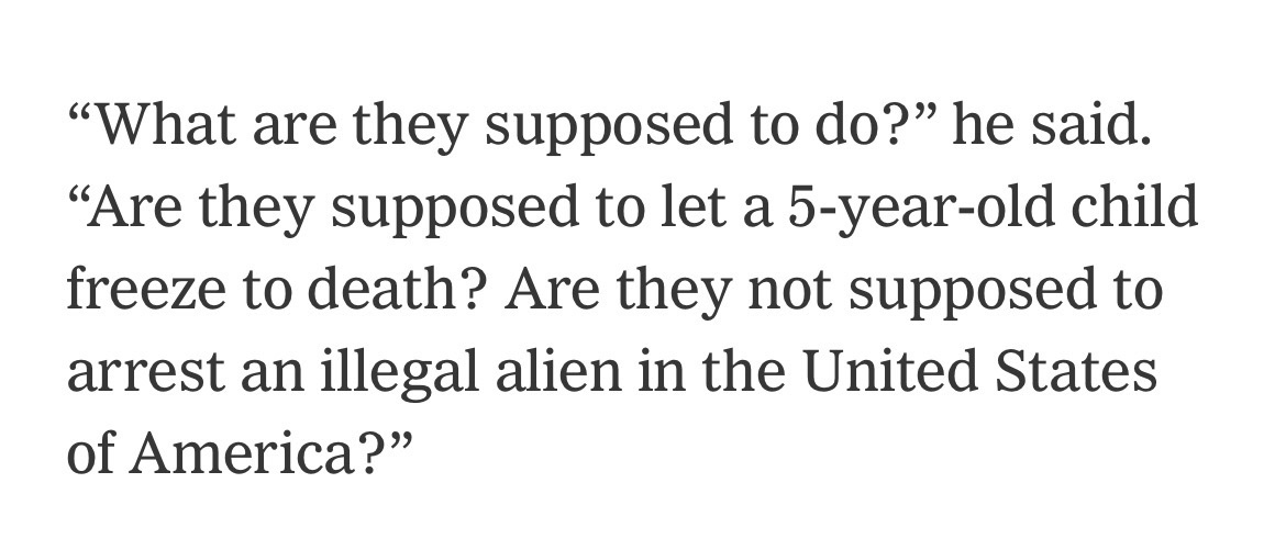 Something lost on JD Vance—and much of the news media—is that no legal or other reason existed to arrest the 5-year-old child’s father either. Not even the administration has articulated any reason to cage people while their asylum or other cases are proceeding.
