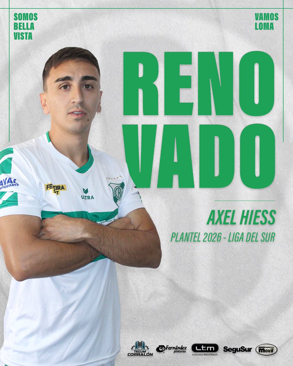 ⚽️ #LigaDelSur |

👉🏼 ¡Hiess sigue en Bella Vista!

🙌🏼 Axel será parte del equipo que afrontará el torneo de la Liga del Sur 2026.

👊🏼 ¡Vamos por un gran año!

#SomosBellaVista