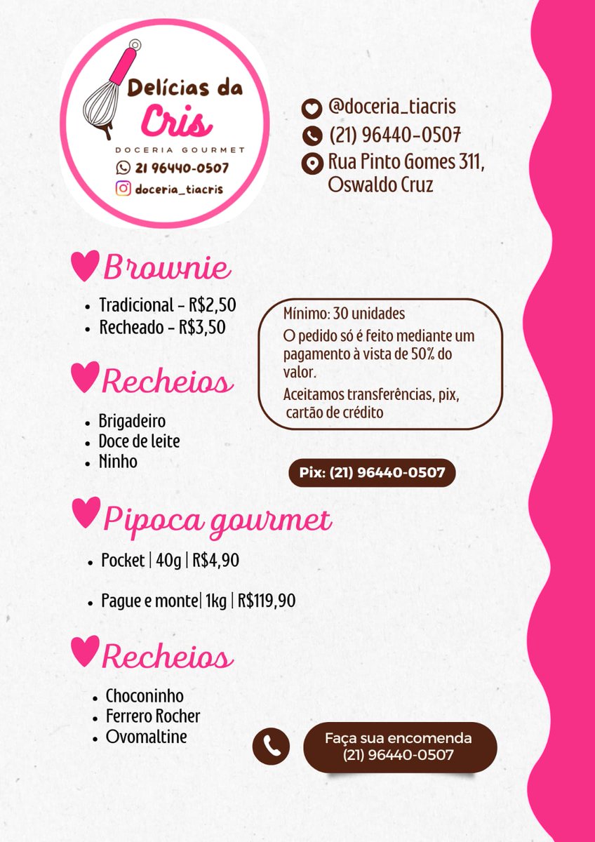 Anabutticelli's tweet photo. 🚨 ALERTA DE GOSTOSURA 🚨
Se aparecer brownie + pipoca gourmet no seu evento, o assunto muda na hora 😎
🍫 Mini brownie que derrete
🍿 Pipoca gourmet que vicia
🎁 Tudo personalizado no seu tema
💥 Seus convidados felizes
📲 Chama 21 96440-0507 
 https://t.co/G0b4i9yYjG https://t.co/0rRoGc4rNg
