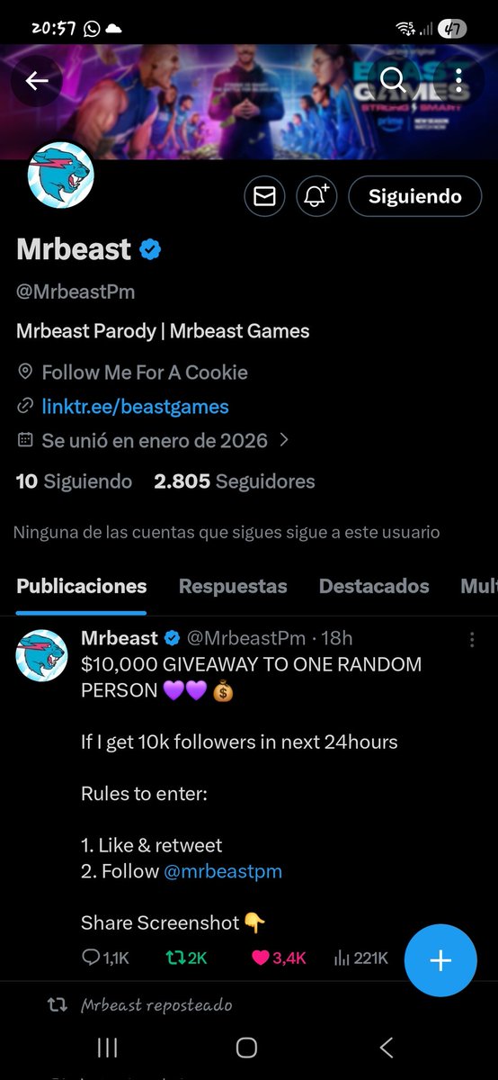 EdwinPadilla09's tweet photo. @MrbeastPm Aquí vamos! @MrbeastPm https://t.co/5skGsjEQEy