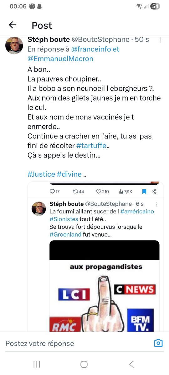 BouteStephane's tweet photo. @Anna_C_moi Je pense que chacun sait contre qu elles forces nous devons combattre..
Nous en avons déjà un début de preuve ,et çà n est que justice...
Ces gens connaîtront l enfer de leurs vivants..
Paroles de #Zourhi qui lui les vois subir la fin de toutes crédibilité..
#mectoub.. https://t.co/r0vbJAdOco