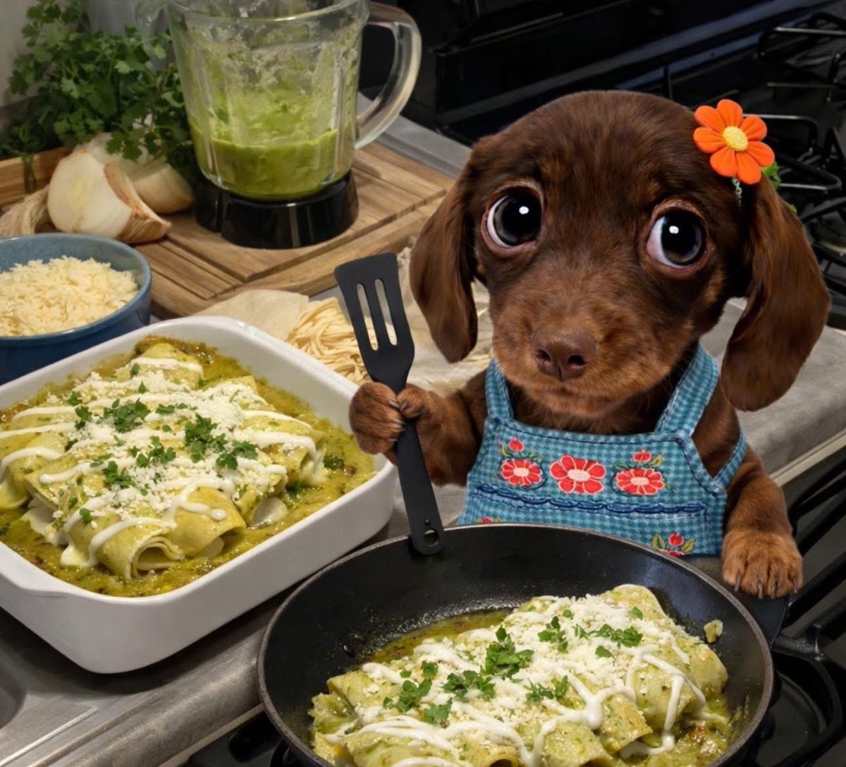 Yo cocinando porque me enamoré.