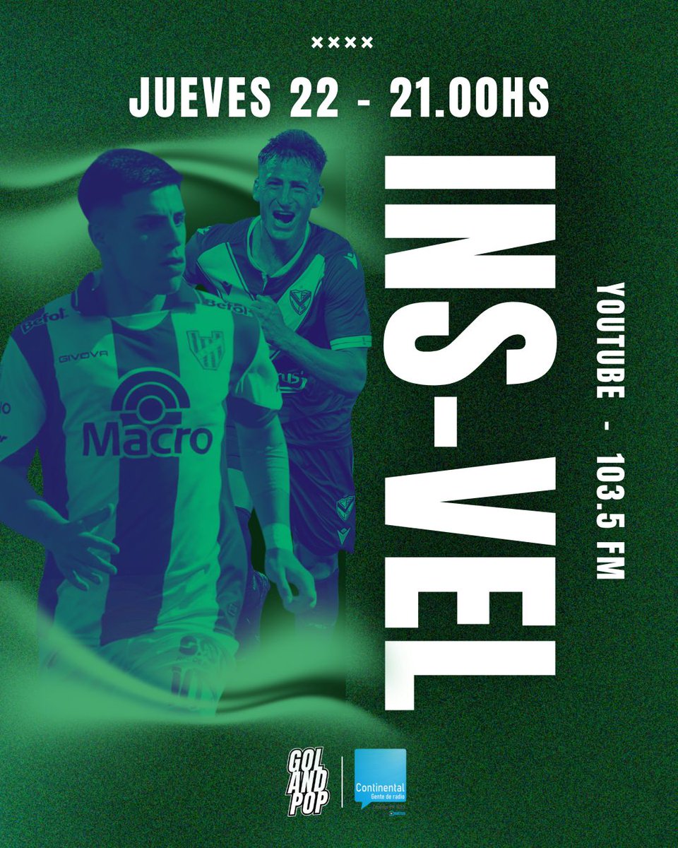 🔴 ¡AIRE! Ya palpitamos la previa del #Instituto - #Velez por la primera fecha del Torneo Apertura

📻 EN VIVO junto a la Cadena <a href="/golandpop/">GOLANDPOP 📻</a> en <a href="/ContinentalCba/">Radio Continental Córdoba</a> FM 103.5 en Córdoba y más de 100 radios de Argentina 📲 m.youtube.com/@golandpop