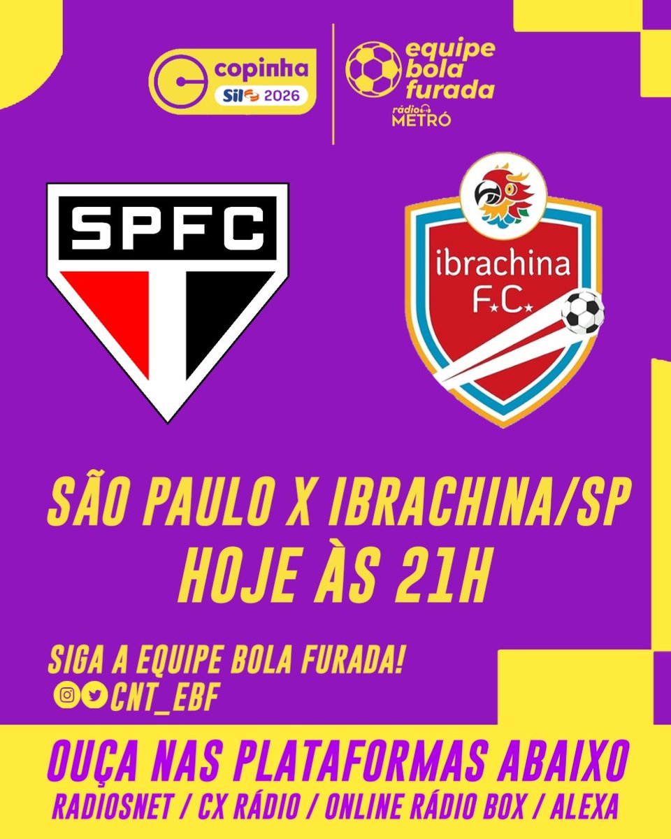 A COPINHA TÁ ACABANDO MAS CALMA QUE TEM JOGO AINDA E A RÁDIO METRÓ TRAZ AS EMOÇÕES PRA VOCÊ!

Você vai acompanhar as emoções de São Paulo x Ibrachina/SP, não perca! A transmissão começa às 21h.

Interaja com a hashtag #CopinhaNaMetró, estaremos ligados!