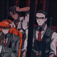 ryocliff's tweet image. i thought the seats on the back of the bus were for one but no. ryoshu and heathcliff just both sit with their weapons. 

within the context of canto 1 they're just being assholes but after everything that happened in 6 and 9 and what said weapons now represent? poetic, really