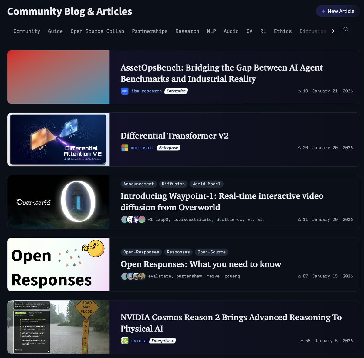 Blog feed screenshot