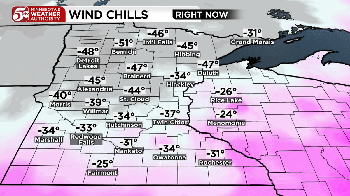 ChrisReeceWX's tweet photo. THE COLDEST NIGHT SINCE 2019???

Dangerous cold has arrived in Minnesota, and windchills by the morning will likely be even colder! 

With that, not everyone has the luxury of working or staying inside during the cold snap. Here's a breakdown of the difference between Hypothermia and Frostbite, along with some ways you can prevent it! #mnwx