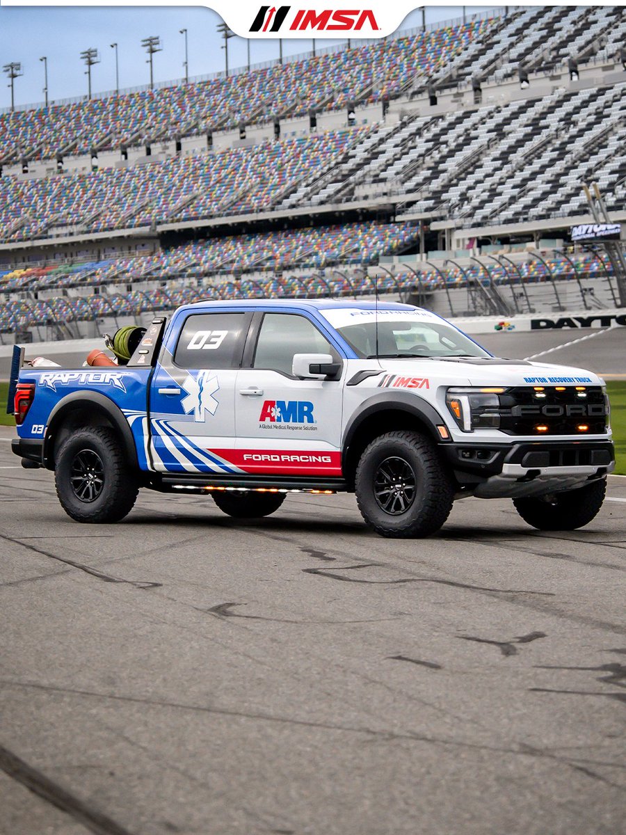IMSA's tweet photo. Built to recover. Ready to respond.
Introducing the all new 2026 Ford F-150 Raptors for the AMR Safety Team.
The F-150 Raptor is the Official Truck of IMSA, powering the IMSA Raptor Recovery Trucks program built to respond when every second counts.

@FordRacing | @AMR_Social https://t.co/WS12TrFyXv