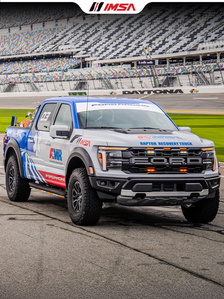 IMSA's tweet photo. Built to recover. Ready to respond.
Introducing the all new 2026 Ford F-150 Raptors for the AMR Safety Team.
The F-150 Raptor is the Official Truck of IMSA, powering the IMSA Raptor Recovery Trucks program built to respond when every second counts.

@FordRacing | @AMR_Social https://t.co/WS12TrFyXv