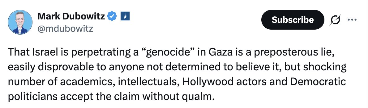 <a href="/mdubowitz/">Mark Dubowitz</a> Thank you, Mark, for your false solidarity with Iranians whose lives you helped ruin with sanctions, and whose targeting with Israeli bombs you zealously welcome

After two years of denying the Holocaust committed in Gaza by the apartheid state you serve, we expect nothing less