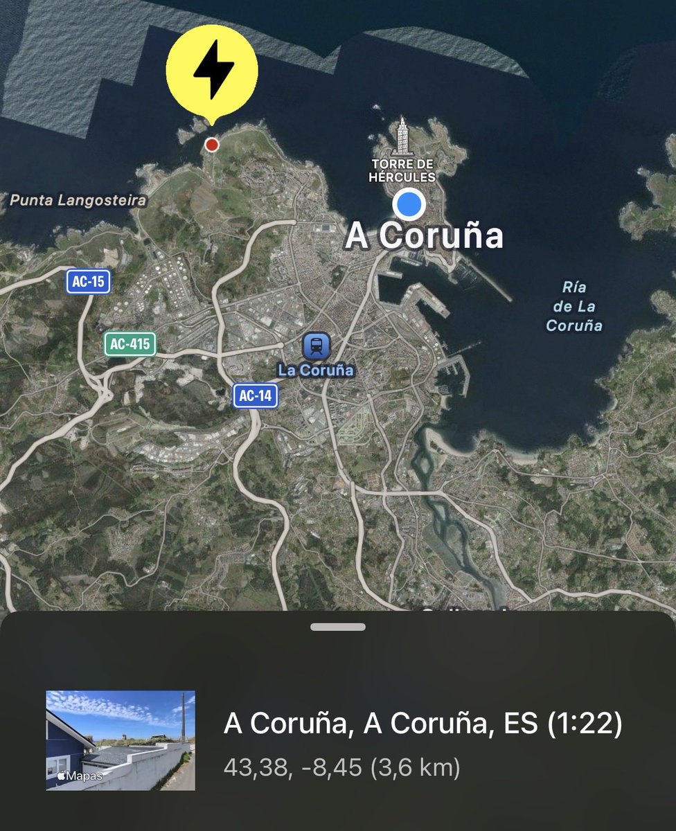 Cerca del Portiño fue el rayo que cayó en A Coruña hoy <a href="/EloyTP/">Eloy TP</a>