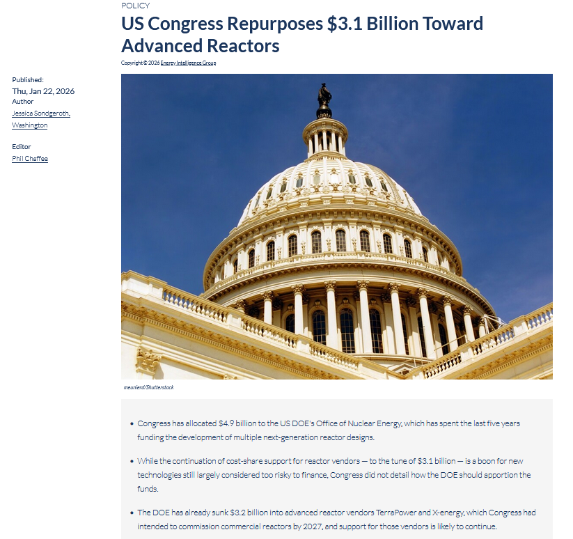 quakes99's tweet image. Boom!💥 US President Trump is expected to sign into law by month end a bill allocating nearly $5 Billion to civil #Nuclear power development under the US Department of @ENERGY, with $3.1 Billion for next-generation reactor projects💰🇺🇸⚛️🏗️🤠🐂🌊🏄#Uranium energyintel.com/0000019b-c8cc-…