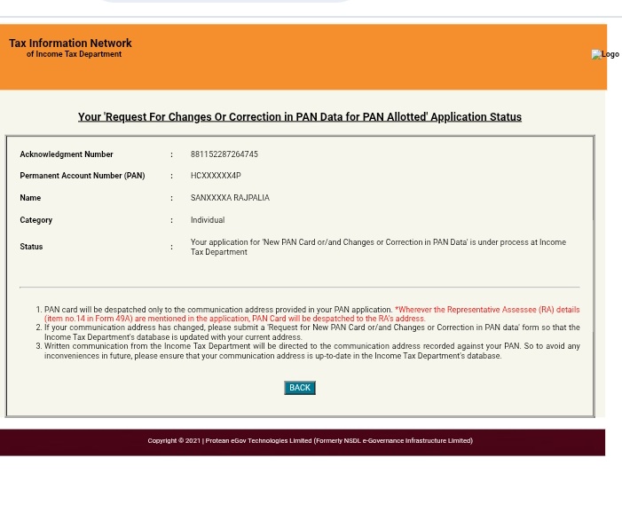 AjitPutel17's tweet photo. @IncomeTaxIndia @ProteanEgovTech @nsdl_tax
PAN correction/e-PAN request is pending for long.
Acknowledgement No: 881152287264745
Status: Under process at Income Tax Dept.
Please help expedite and Provide a E-Pancard.
#PAN #ePAN #IncomeTax https://t.co/bsKjmM75p3