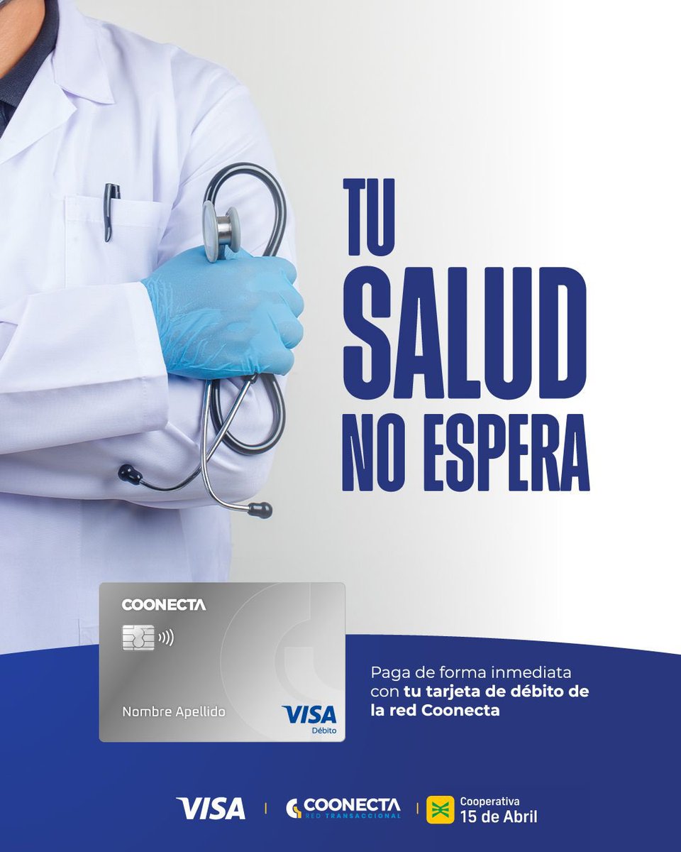 coop15abril's tweet image. Tu salud no puede esperar. 🩺
Paga de forma inmediata con tu tarjeta de débito Visa de la red Cooneecta. 💳
Seguro, rápido y sin complicaciones.

#salud #debito #cooperativa #Coop15deAbril