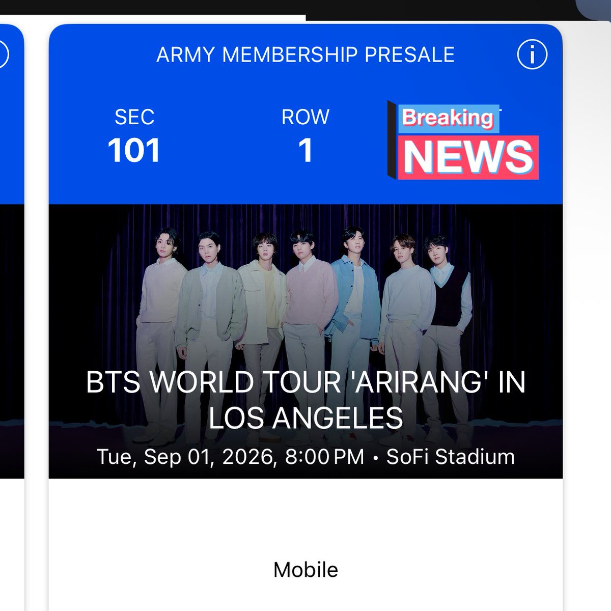 throwing up. lower bowl. row 1. &amp; aisle