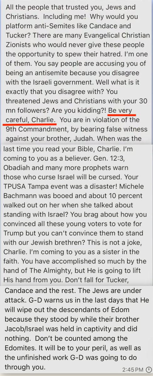 5149jamesli's tweet image. "Be very careful, Charlie." 

- TPUSA donor in a text sent to Charlie shortly before his death.