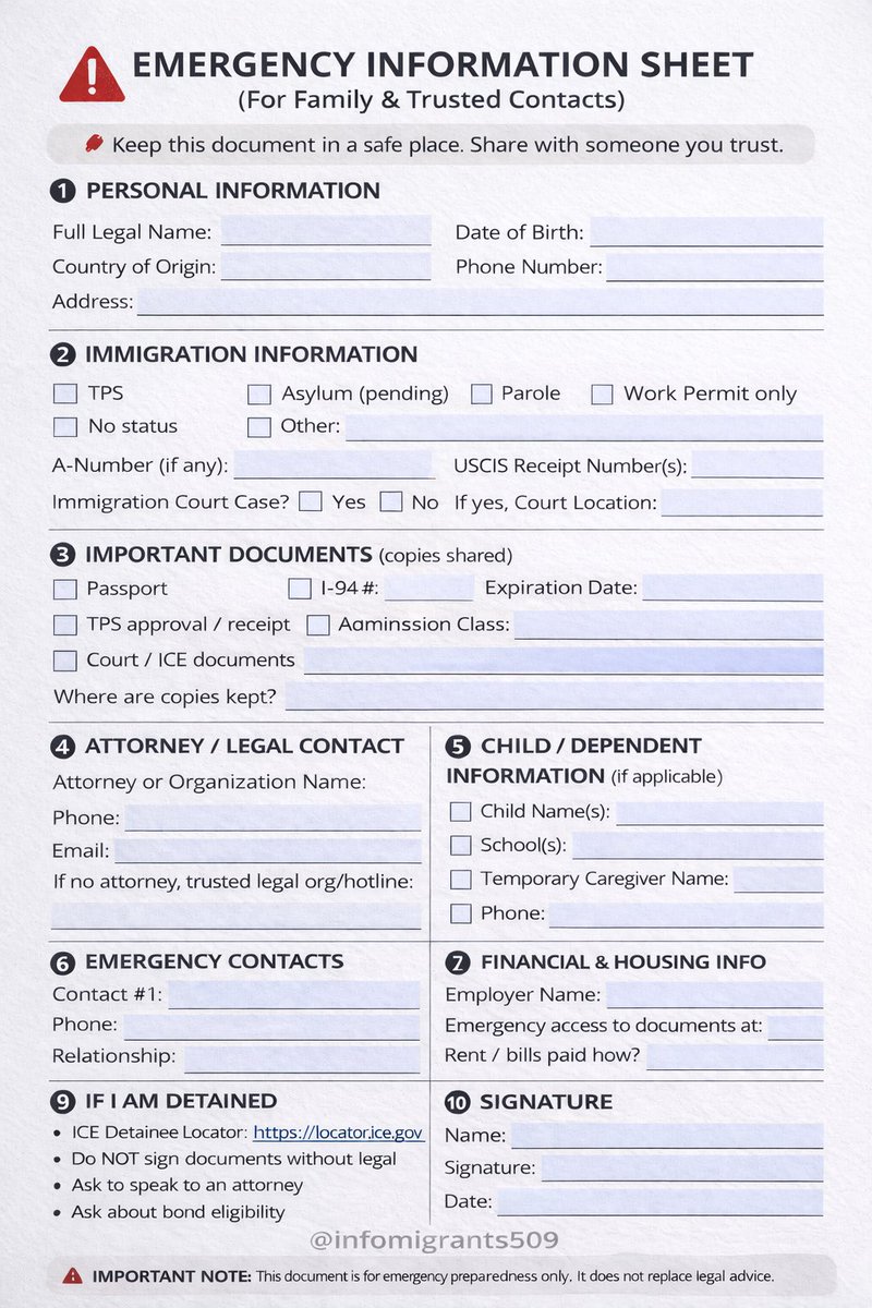 Akoz klima aktyèl la epi jan mwen wè sitiyasyon an ap evolye pa bò isi, mwen redije dokiman sa a pou ede w pataje enfòmasyon enpòtan ou ak nenpòt moun ou fè konfyans oswa yon manm fanmi, pou yo ka gen sa yo bezwen an ka ta gen yon sitiyasyon ijan oswa yon difikilte. 

Fich sa se