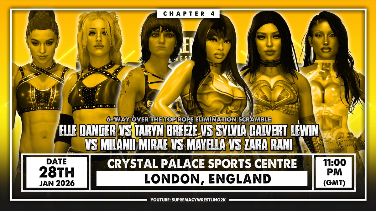 3rd match of the Dark Hour Card but instead of the men's showcase. It's the women's turn to showcase their talents. It's Danger vs Breeze vs Calvert-Lewin vs Mirae vs Mayella vs Rani in a 6-Way Over The Top Rope Elimination Scramble, Who will be the last woman standing inside? 🔥