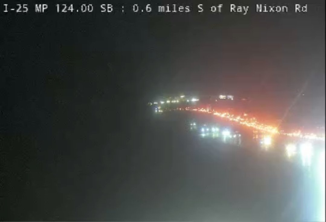 Crash - SB I-25 approaching Ray Nixon Rd. Expect major delays.