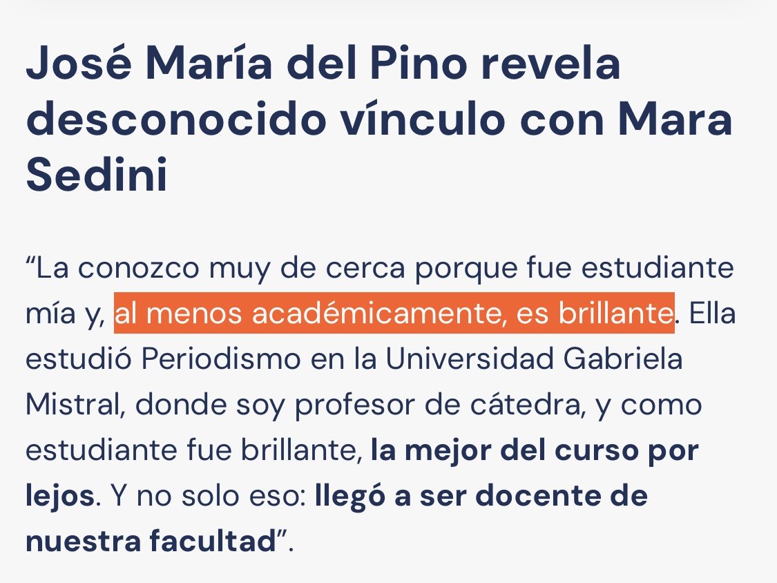 🔴 Díganle a José María del Pino que se ponga serio. Nadie que estudie periodismo en la Universidad Gabriela Mistral es brillante.

Con 480 puntos entras hasta a ingeniería.