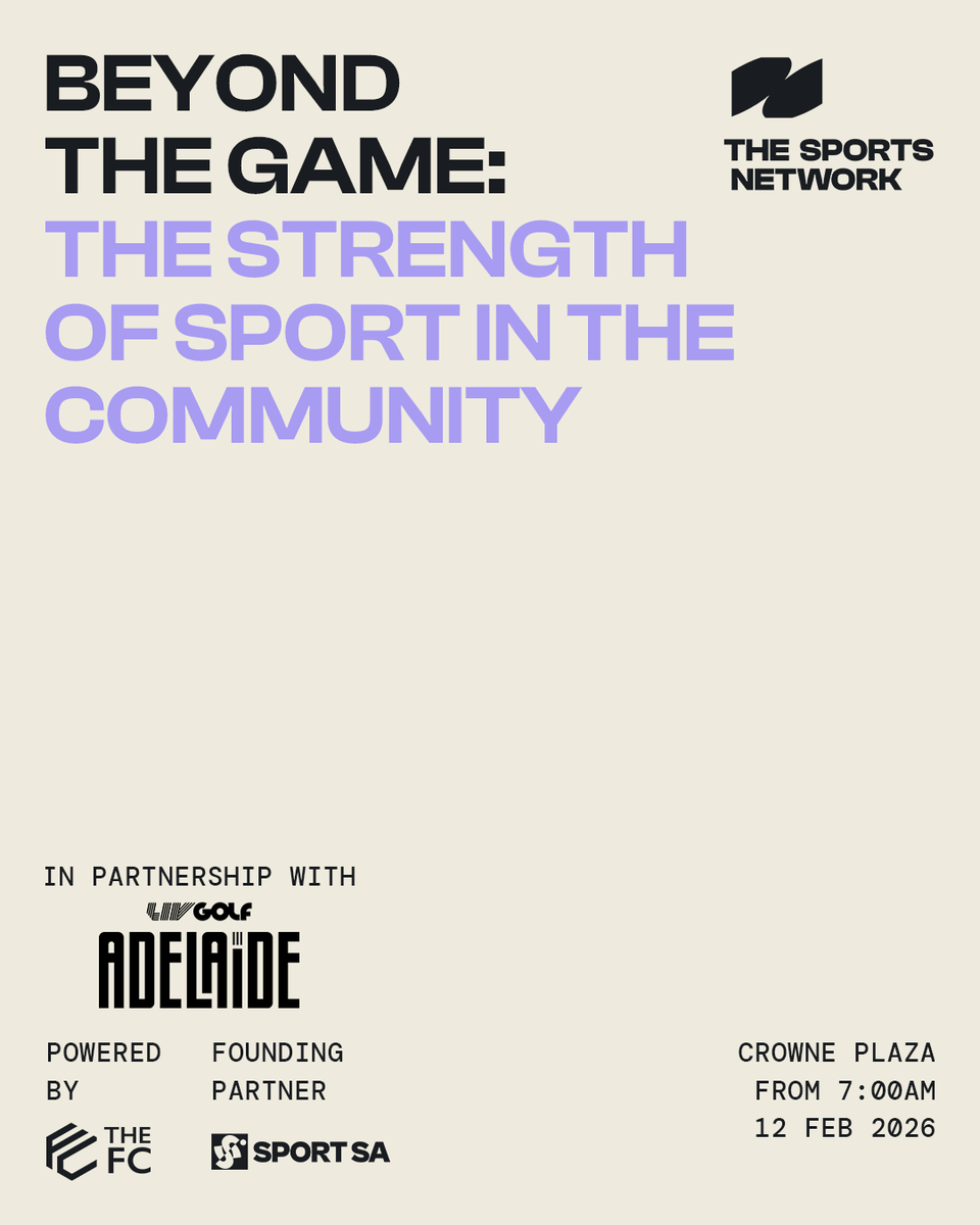 tsnadelaide's tweet photo. Tickets on sale now for our upcoming event - Beyond the Game: The Strength of Sport in the Community.

Discover how sport &amp; philanthropy build a more connected SA.

Thu 12 Feb, 7am | Crowne Plaza

Book tickets: https://t.co/NdatyxKSdO https://t.co/3dLcN7RLJ4