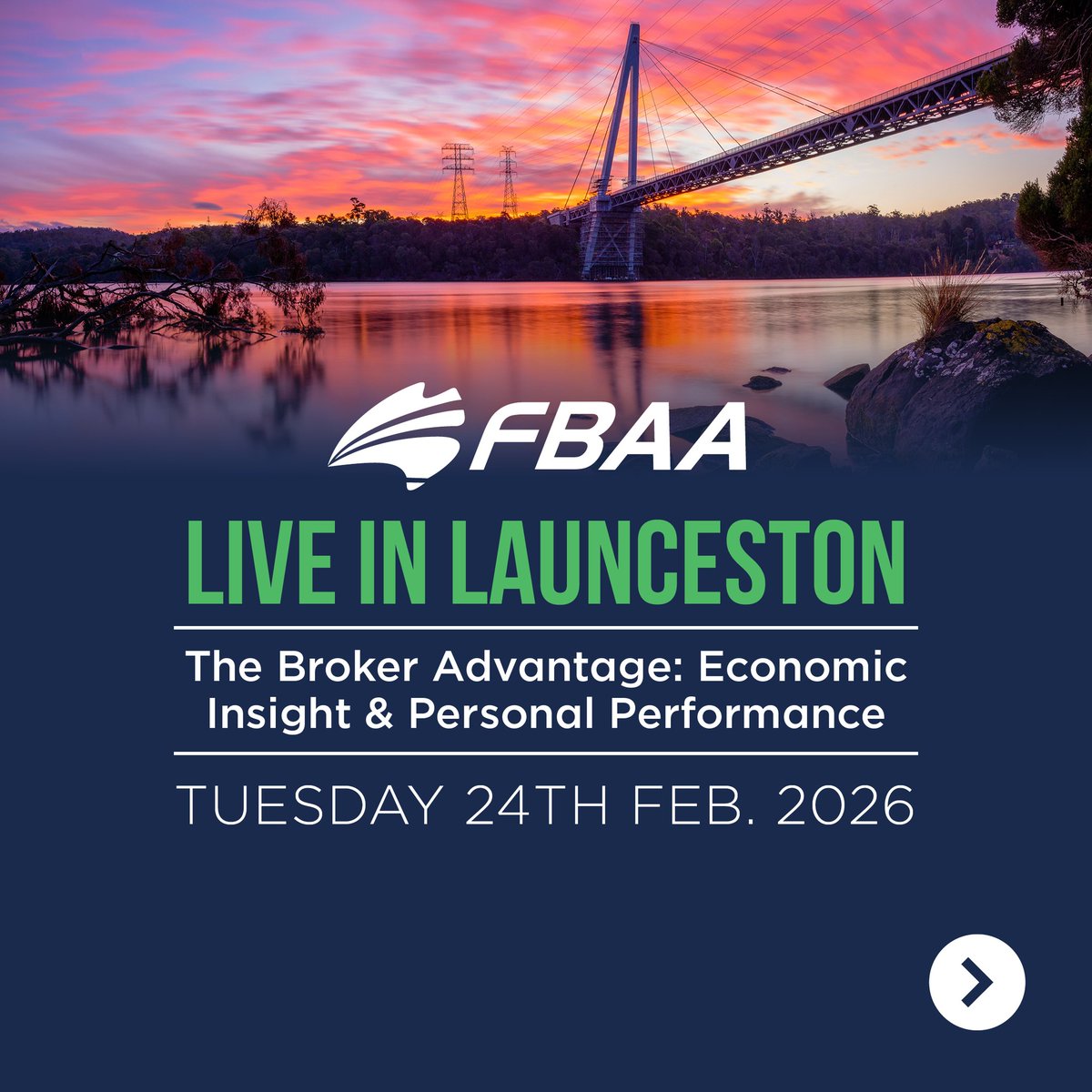 FBAAmedia's tweet image. Launceston mortgage brokers — The Broker Advantage is coming up. Join fellow brokers for an evening that blends sharp economic insight with personal performance strategies designed to set you up for a strong year ahead. ow.ly/CgLK50Y0ZS8 #mortgage #broker #finance