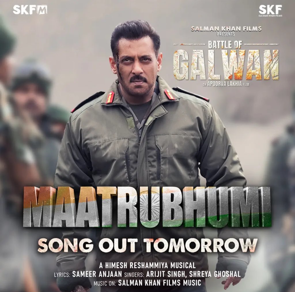 The anthem your heart's been waiting for #Maatrubhumi Patriotic vibes dropping tomorrow #SalmanKhan #BattleOfGalwan