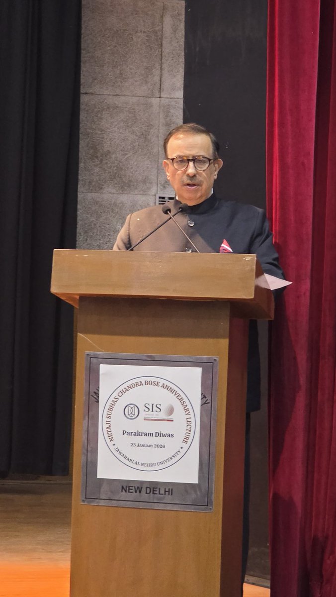 sisjnu_official's tweet image. Prof. @amitabhmattoo: Netaji remains one of the most compelling figures in modern Indian history. Netaji Bose's legacy invites serious reflection on the strategic realities of our times. #ParakramDiwas2026 #JNU
@KanwalSibal @JNU_official_50 
@adgpi @HQ_IDS_India @SpokespersonMoD.