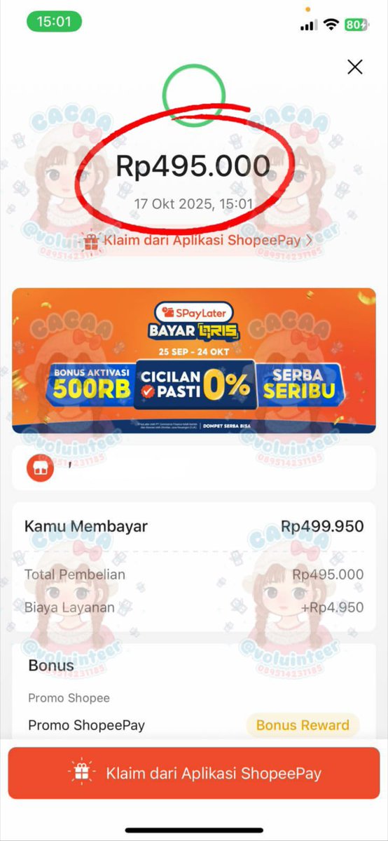 kedaicacaa's tweet image. ꒰  ₊  👒  ᮫ 𓏳݂ ݊  testimoni gestun 💰✅

╭── ⊹ ꒰ yup paylater — 4.4 JUTA
╭── ⊹ ꒰ gopaylater — 4.1 JUTA
╭── ⊹ ꒰ blibli paylater — 1.7 JUTA
╭── ⊹ ꒰ spaylater — 495 RIBU

𓏲 ࣪˖ 💌 ˖ WA : bit.ly/chatpwtty
𓏲 ࣪˖ 💌 ˖ TESTI : bit.ly/testibycaa