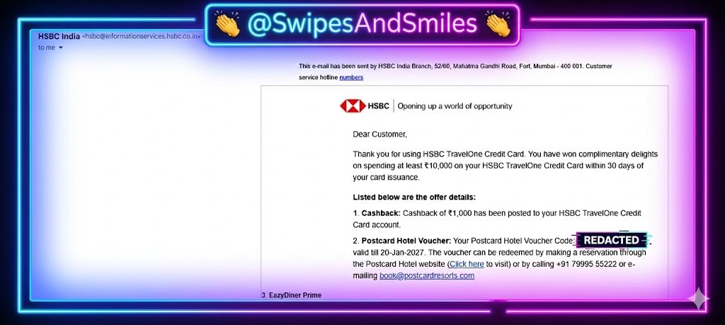 SwipesAndSmiles's tweet photo. Today Must be my Lucky day, and it may not come again.
I just hate H S B C deep down core, but seeing automatic email for Cashback 3999 + 1000 for HSBC #travelone.
Once in a lifetime Appreciate post for HSBC.
➡️3999 Cashback Posted for T1.
➡️1000 Cashback Posted for T1.
➡️Postcard Voucher (waste)
➡️Salary Day today for 5% DC Cashback.
#ccgeek #ccgeeks #creditcards #bank
