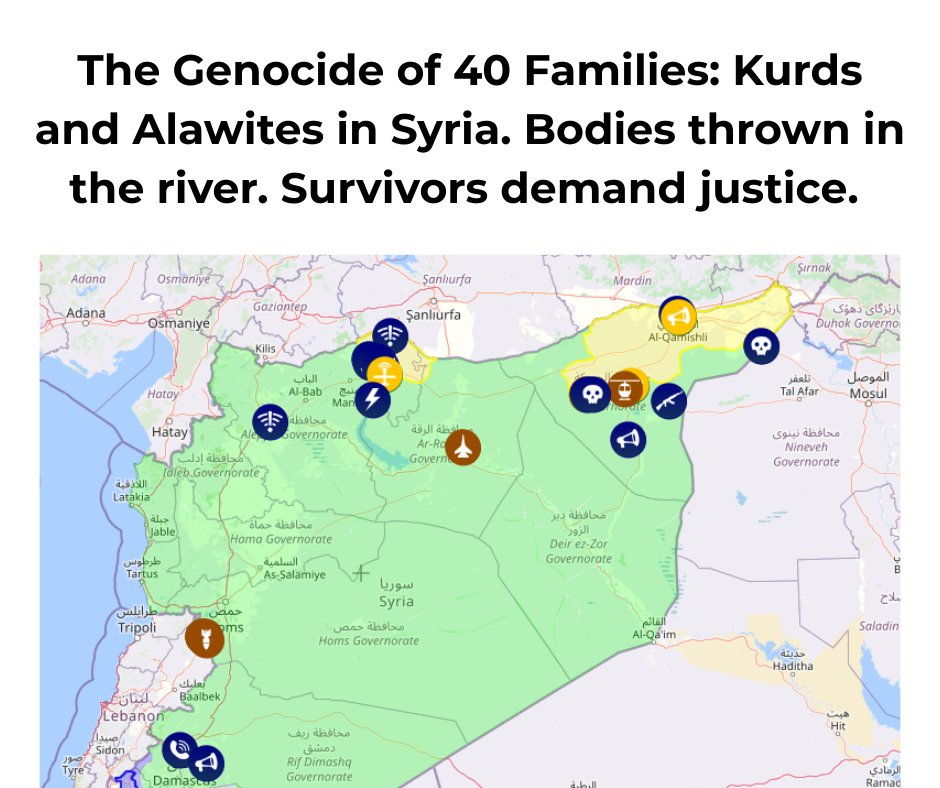 SoranHamarash's tweet image. 40 Kurdish &amp;amp; Alawite families murdered, bodies thrown in a river—survivors are telling the horror. While the EU spends €620M and the US forces "integration" into the Syrian gov, minorities are being slaughtered. CPT is documenting this genocide now: cptik.org