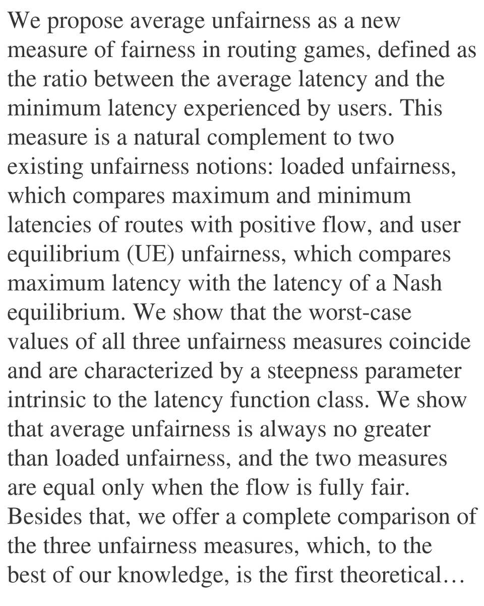 PIN's tweet image. Average Unfairness in Routing Games

Pan-Yang Su, Arwa Alanqary, Bryce L. Ferguson, Manxi Wu, Alexandre M. Bayen, Shankar Sastry
arxiv.org/abs/2601.16187 [𝚌𝚜.𝙼𝙰 𝚌𝚜.𝙶𝚃 𝚌𝚜.𝚂𝚈 𝚎𝚎𝚜𝚜.𝚂𝚈]