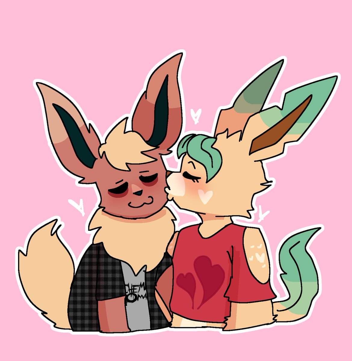 zoravix's tweet image. drew my flareon and my gf's leafeon