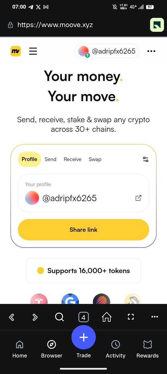 Your money. Your move. 🚀

Send, receive, stake &amp; swap crypto across 30+ chains with ease.
One link. Thousands of tokens. Full control. 🔥
<a href="/moov/">Moov Financial</a>