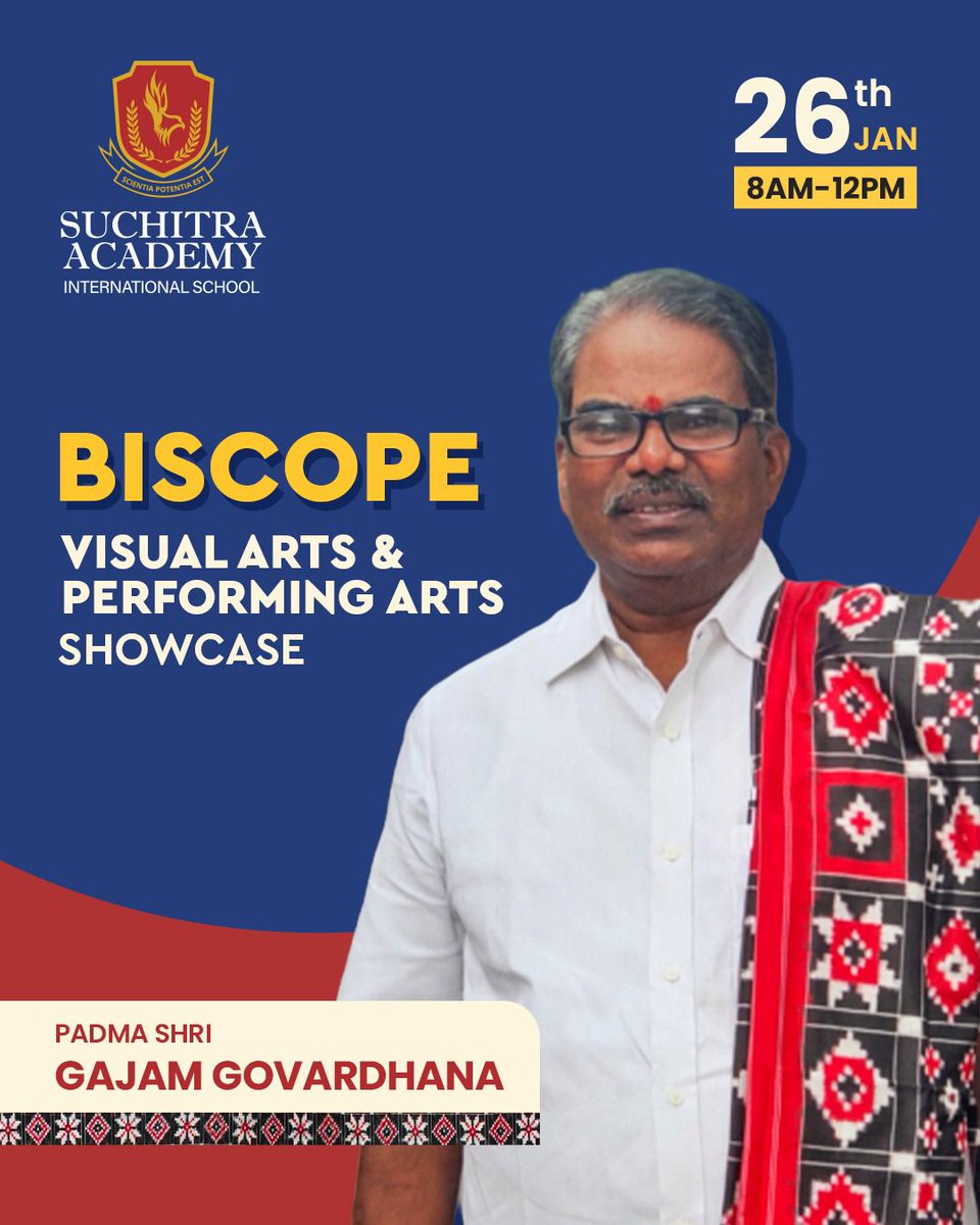 SuchitraAcad's tweet image. Honored to welcome Padma Shri Awardee Shri Gajam Govardhana to Biscope 2026! 🎭 A master Ikat weaver who revived Telia Rumal tradition &amp;amp; empowered 500+ weaving families. Celebrating resilience, innovation &amp;amp; cultural pride! #Biscope2026 #SuchitraAcademy