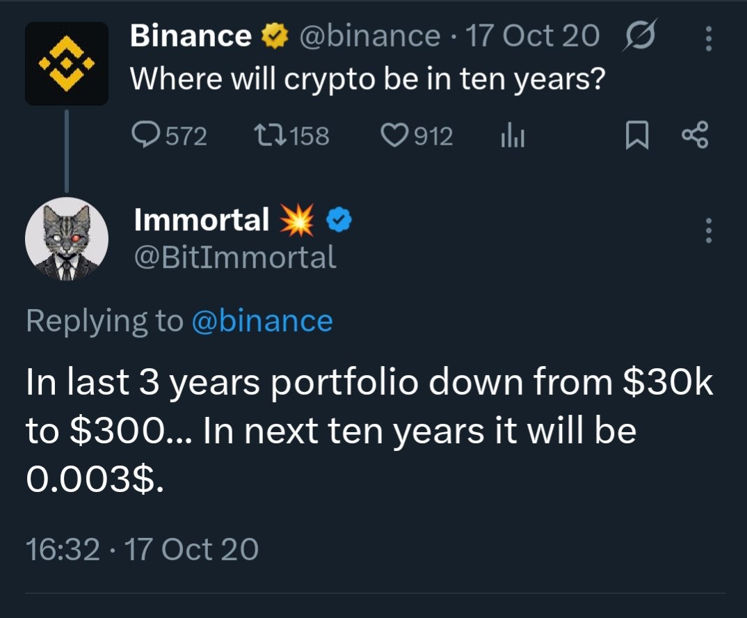 BitImmortal's tweet image. same vibes as 2020

alts down 90%

everyone is laughing again