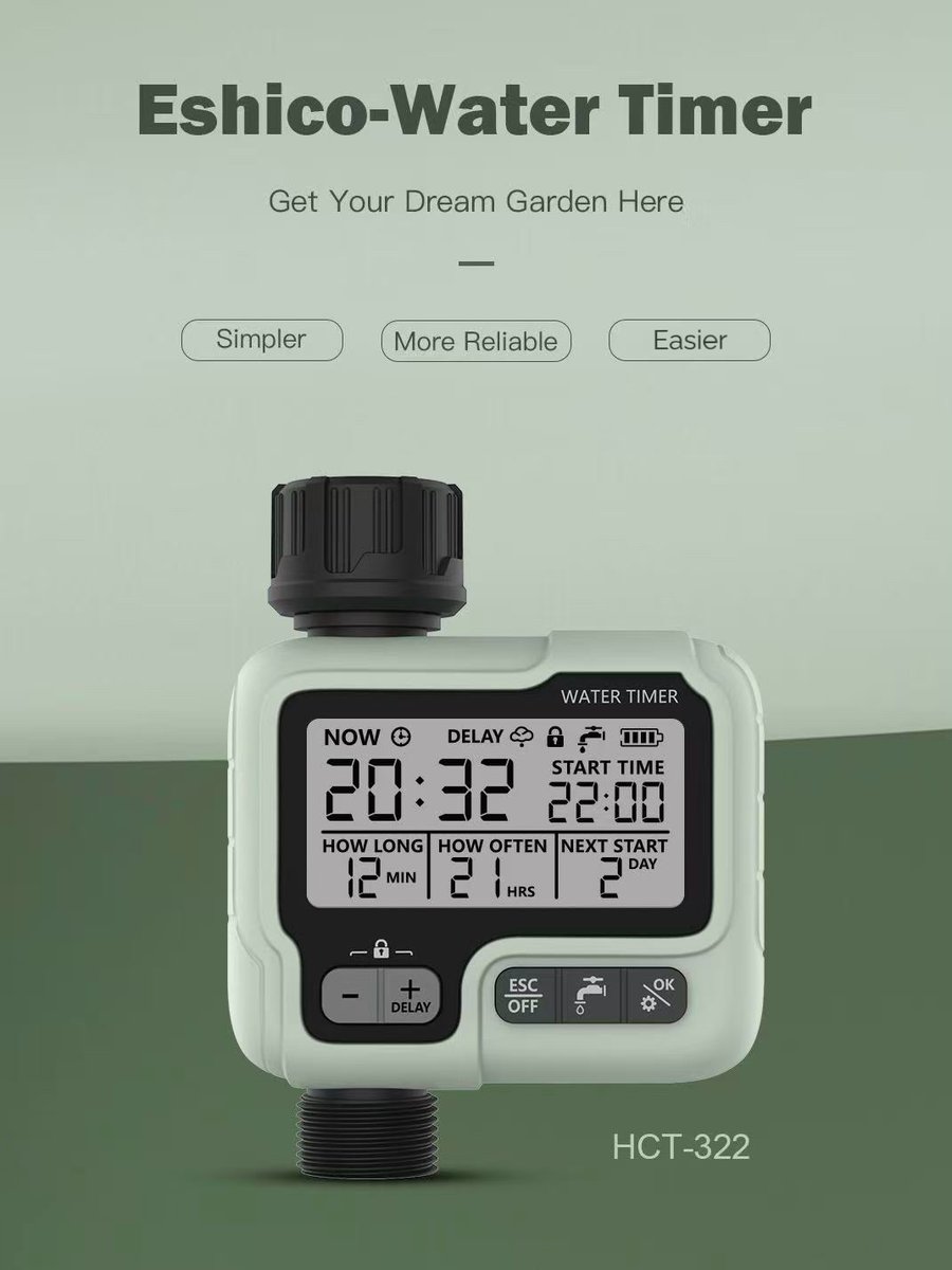 Eshico_Ningbo's tweet image. 🥰Our Garden's Best Friend!

HCT-322🌷
🌱Suitable for various scenarios
🌱Rain delay function
🌱Automatic watering &amp;amp; manual watering
🌱Customizable watering schedules
🌱IPX5 water-resistant

Free Your Hands and Enjoy Life!🌈

#WaterTimer #gardening #greenhouse #plants #Flowers