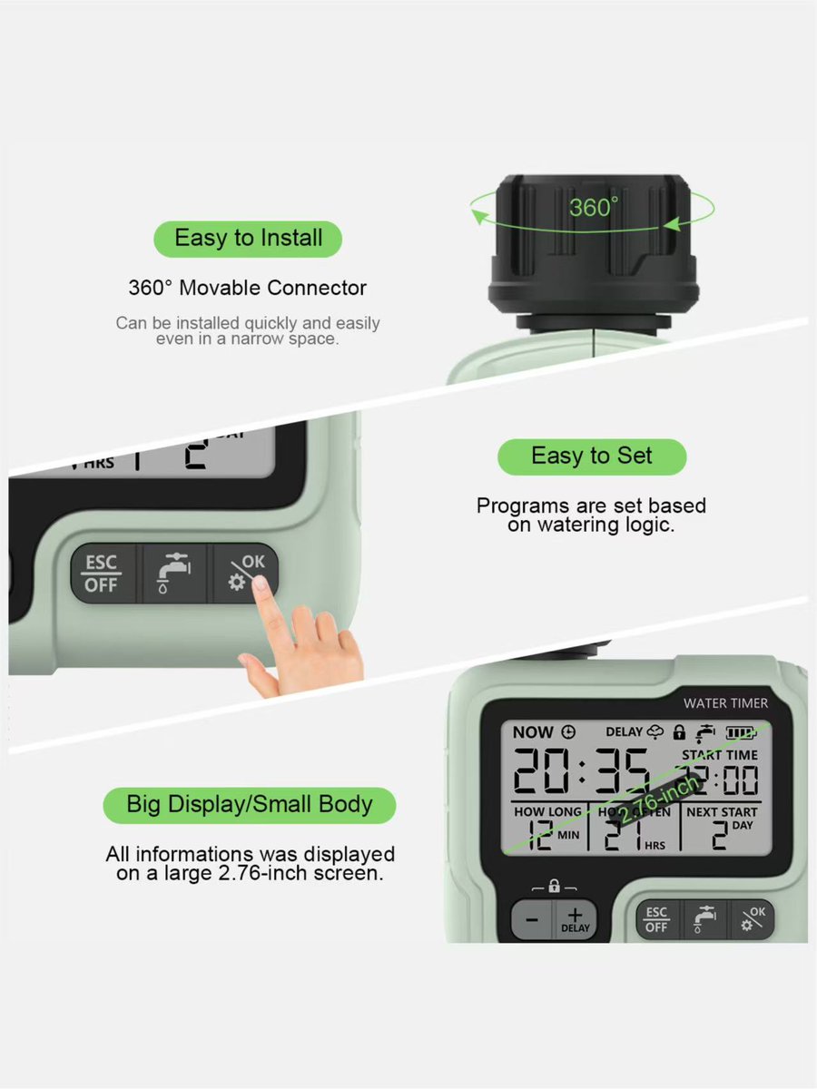 Eshico_Ningbo's tweet image. 🥰Our Garden's Best Friend!

HCT-322🌷
🌱Suitable for various scenarios
🌱Rain delay function
🌱Automatic watering &amp;amp; manual watering
🌱Customizable watering schedules
🌱IPX5 water-resistant

Free Your Hands and Enjoy Life!🌈

#WaterTimer #gardening #greenhouse #plants #Flowers