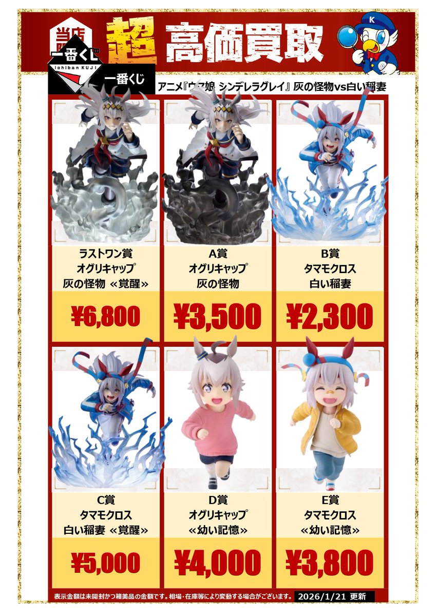 一番くじ ウマ娘 シンデレラグレイ 灰の怪物vs白い稲妻 A賞 オグリキャップ 一番くじ アニメ『ウマ娘 シンデレラグレイ』 灰の怪物vs白い稲妻｜一