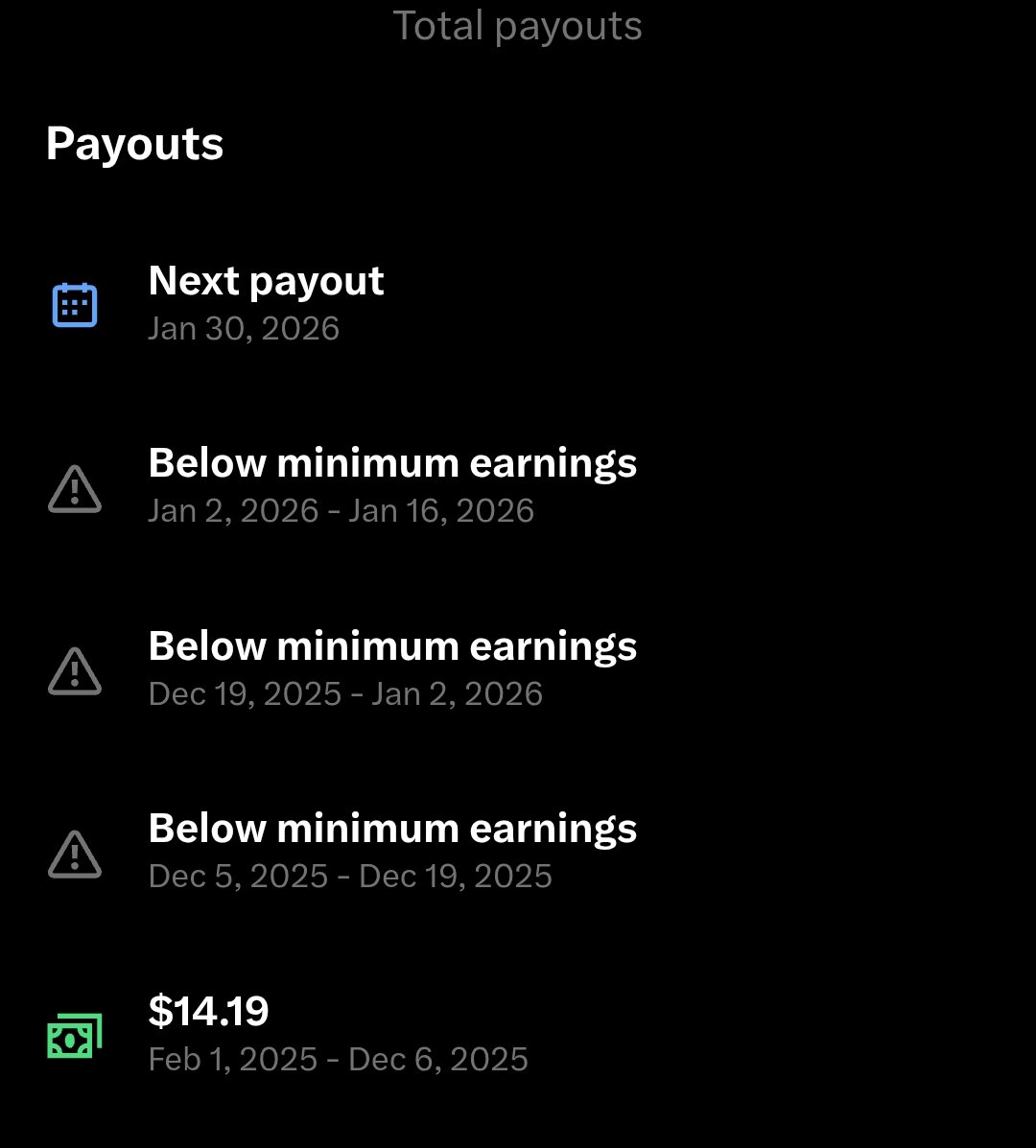 mee_tunde's tweet image. X paid me 14$ and decided I wasn't worthy of being paid anymore 😭😔😭😔😔